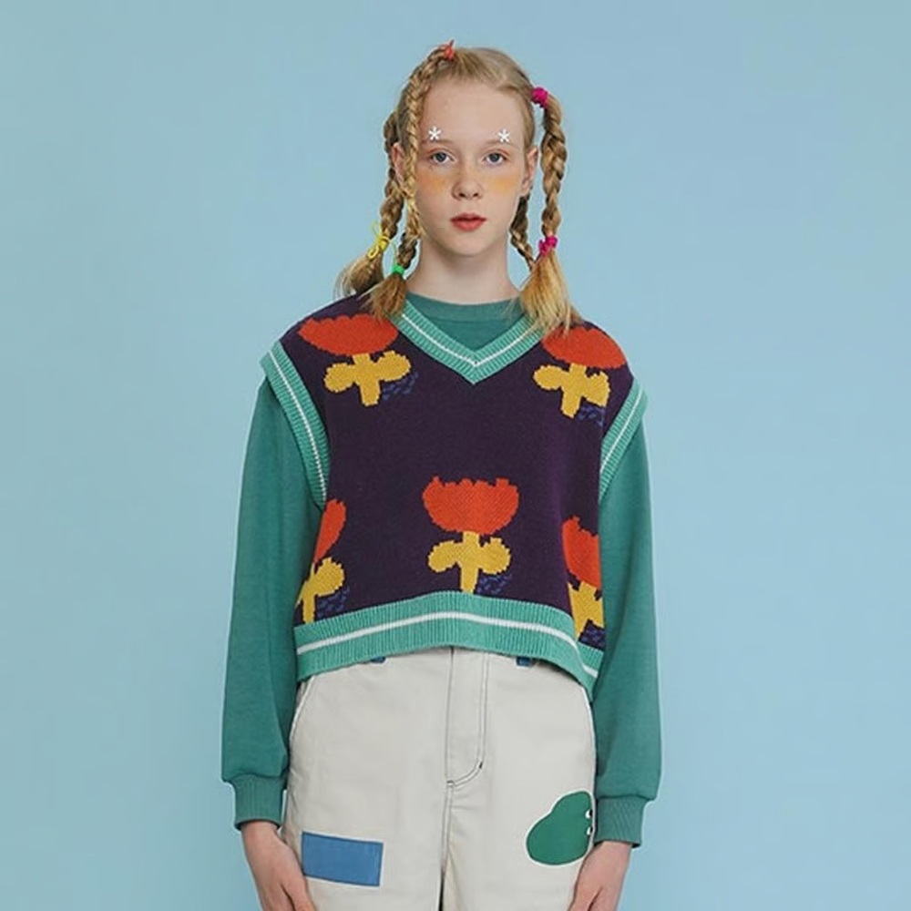 Kina and Tam Tulip Cropped Sweater Vest - Size S (approx)